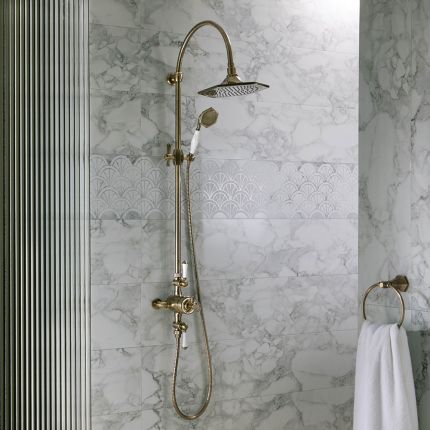 Colonne de douche thermostatique – 2 fonctions – Art Déco – Choix de finitions – Earlham