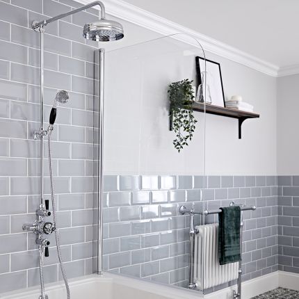 Colonne de douche avec mitigeur de douche thermostatique exposé à double fonctions – Chromé et noir - Elizabeth