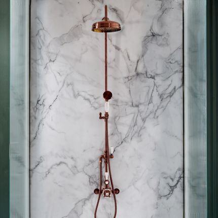 Hudson Reed Elizabeth - Colonne de douche thermostatique rétro exposé - 2 fonctions - Cuivre satiné 