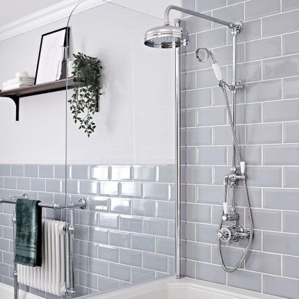 Hudson Reed Elizabeth - Colonne de douche thermostatique exposé - Double fonctions - Chromé et blanc 