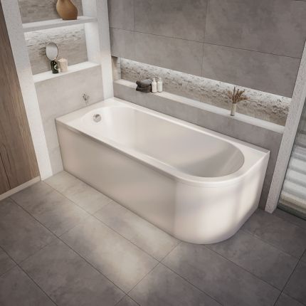 Baignoire semi-îlot d'angle - 170 cm x 72,5 cm - Choix d'angle gauche ou droit - Otterton