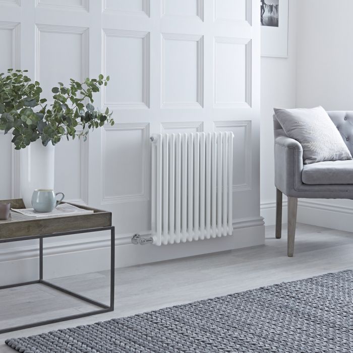 Radiateur électrique horizontal - Style fonte - Blanc – 60 cm x 61 cm x 6,8 cm – Choix de thermostat Wi-Fi - Windsor