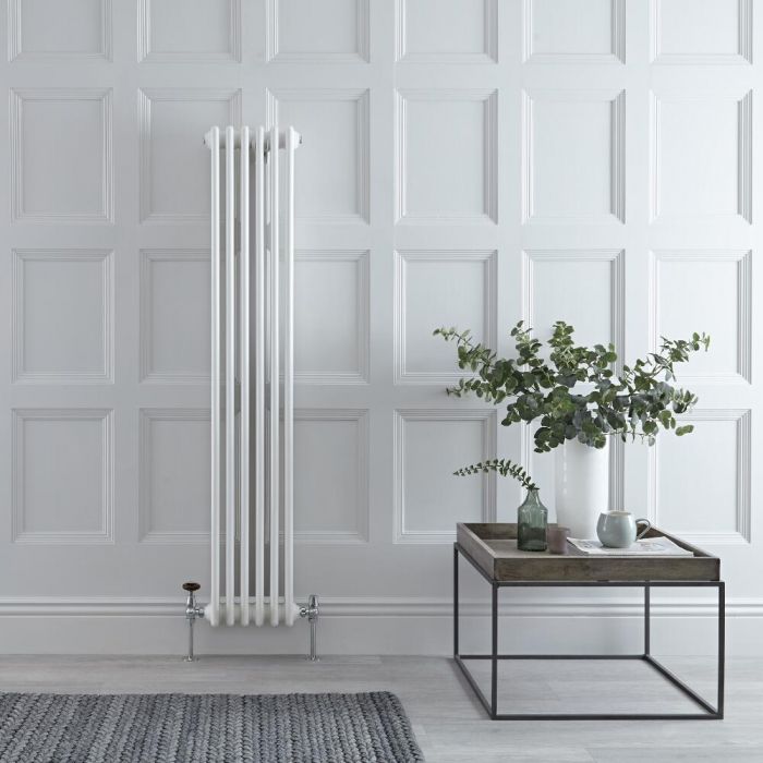 Radiateur style fonte vertical – Blanc – 150 cm x 29 cm – Double rangs – Windsor