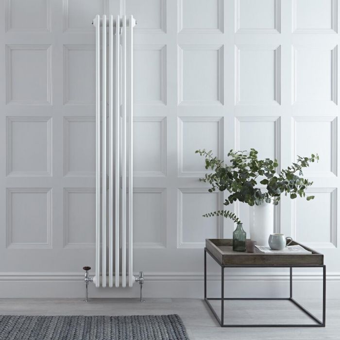 Radiateur vertical style fonte – Blanc – 180 cm x 29 cm – Quatre rangs – Windsor