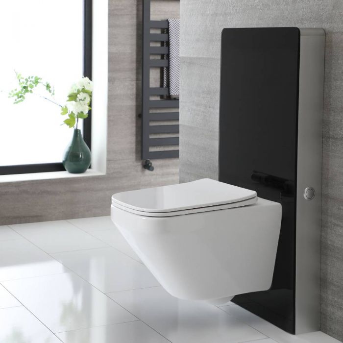 WC suspendu sans bride avec meuble – 50 cm – Noir - Exton