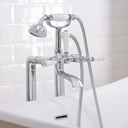 Robinet mélangeur bain douche rétro - Design îlot sur colonnes - Chromé - Select