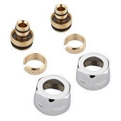 Robinets de radiateur thermostatiques d'angle - Chromé - Adaptateurs 16mm