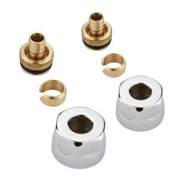 Paire de robinets de radiateur d'angle thermostatiques - Adaptateur PEX 12mm