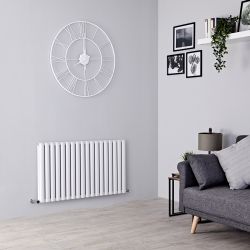 Radiateur design horizontal - 60 cm x 107 cm - Blanc - Aluminium - Double rang - Vitality Air