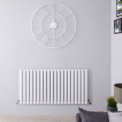 Radiateur design horizontal - 60 cm x 119 cm - Blanc - Aluminium - Double rang - Vitality Air