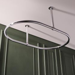 Tringle à rideau de douche rétro - Ovale - Acier chromé - Elizabeth