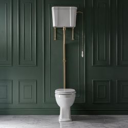 WC rétro avec réservoir haut - Choix d'abattant et de kit pour chasse d'eau - Richmond