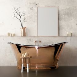 Baignoire à double dos rétro – Cuivre avec intérieur nickel – Choix de tailles – Sienna