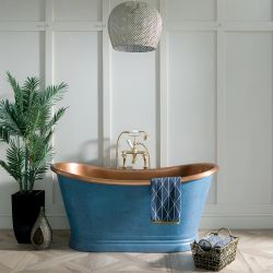 Baignoire à double dos rétro – Cuivre avec extérieur bleu patiné – Choix de tailles – Sienna