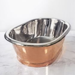 Vasque en cuivre rétro - 53 cm x 34,5 cm x 18 cm - Cuivre avec intérieur en nickel