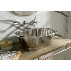 Vasque en cuivre rétro - 53 cm x 34,5 cm x 18 cm - Nickel