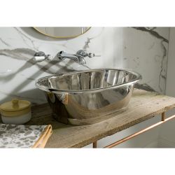 Vasque en cuivre rétro - 53 cm x 34,5 cm x 18 cm - Nickel