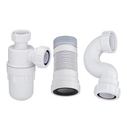 Siphon bouteille, siphon baignoire et raccord cuvette WC pour lavabo sur colonne, baignoire et pack WC - Cranplas