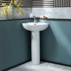 Lavabo d’angle sur colonne - 56 cm (1 trou) - Belstone