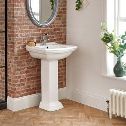 Lavabo sur colonne rétro – 1 trou – 60,5 cm - Chester