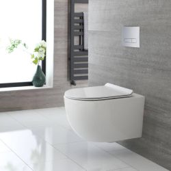 Cuvette WC suspendue ronde moderne – Sans bride – Blanc - Otterton