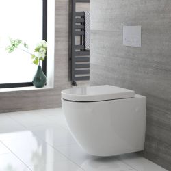 Cuvette WC suspendu moderne – Sans bride – Blanc - Ashbury