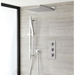 Douche Encastrable Thermostatique Pommeau Mural 30cm & Douchette Cubique - Kubix