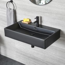 Lavabo suspendu rectangulaire – 75 cm x 42 cm – Noir - Nox