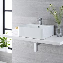Vasque à poser rectangulaire – 46 cm x 42 cm - Exton & Mitigeur lavabo – Razor