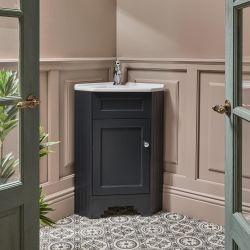 Meuble lave-mains d’angle – 58 cm – Avec lavabo – Choix de poignées et de finitions – Thornton