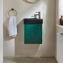 Meuble lavabo suspendu – 40 cm - Avec lavabo – Choix de finitions, de lavabos et de poignées – Cluo