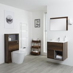 Meuble Lavabo 46.5x61cm & Pack WC Hoxton effet chêne foncé