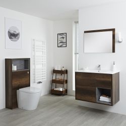 Meuble Lavabo 46.5x81cm & Pack WC Hoxton effet chêne foncé