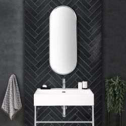 Miroir mural ovale – Chromé – 100 cm x 40 cm - Gianna