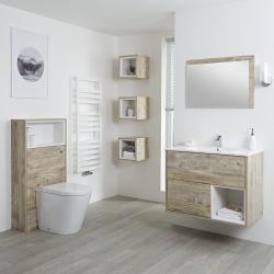 Meuble Lavabo 46.5x81cm - Niche 30cm & Pack WC Hoxton Chêne Clair