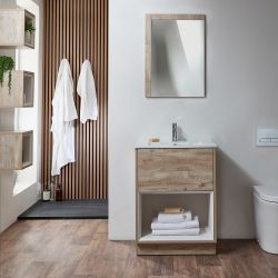 Meuble de salle de bain avec niche – 61 cm – Choix de finitions, de lavabos et lumières LED en option – Hoxton
