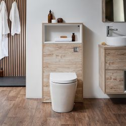 Meuble WC avec niche ouverte – Effet chêne clair – 60 cm - Hoxton