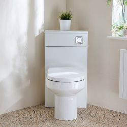 Meuble WC d’angle avec cuvette à poser Covelly – Choix de finitions – Cluo