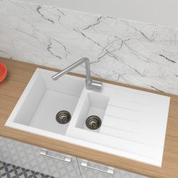 Rocklite Bredon - Évier de Cuisine à 1,5 Bac en Composite avec Égouttoir Réversible - Choix de Finitions