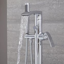 Mitigeur bain douche îlot moderne – Avec douchette – Chromé – Razor