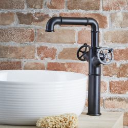 Mitigeur lavabo haut – Design industriel (Steampunk) – Choix de finitions – Zandra