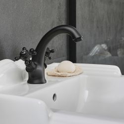 Robinet mélangeur lavabo rétro – Commandes en croisillon – Noir - Elizabeth