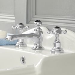 Mélangeur lavabo rétro - Commandes en croisillon - 3 trous - Choix de finitions – Elizabeth
