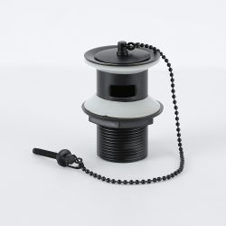 Bonde lavabo avec trop-plein à chaînette rétro – Noir