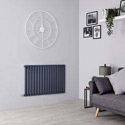 Radiateur électrique design horizontal - Anthracite - 63,5 cm – Choix de tailles et de thermostats – Options de branchement et de câblage – Vitality