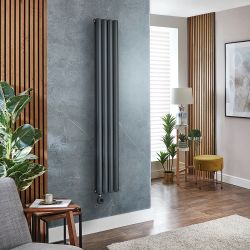 Radiateur design électrique vertical – Anthracite – Choix de tailles et de thermostat Wi – Fi et options de câblage ou sur prise – Vitality Slim – ECOSO par Hudson Reed