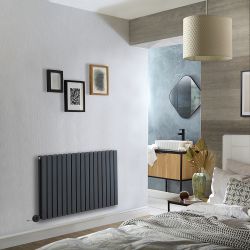 Radiateur design électrique horizontal – Anthracite – Choix de tailles et de thermostat Wi – Fi et option de câblage ou sur prise – Sloane – ECOSO par Hudson Reed