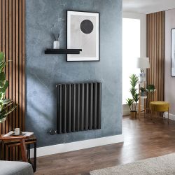 Radiateur design électrique horizontal – Noir – Choix de tailles et de thermostat Wi – Fi et options de câblage ou sur prise – Vitality – ECOSO par Hudson Reed