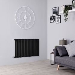 Radiateur électrique design horizontal – Noir - 63,5 cm – Choix de tailles et de thermostats – Options de branchement et de câblage – Vitality