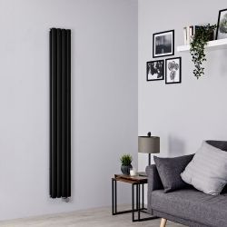 Radiateur électrique design vertical – Noir mat – Choix de tailles et de thermostats – Options de branchement et de câblage – Vitality